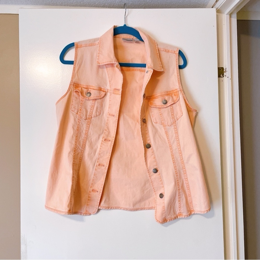 Chico's Orange Denim Vest Size 1, Medium